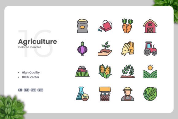 Agriculture Color Icons - Versatile Graphics for Content Publishing