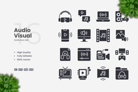 Audio Visual Icons for Modern Graphic Design