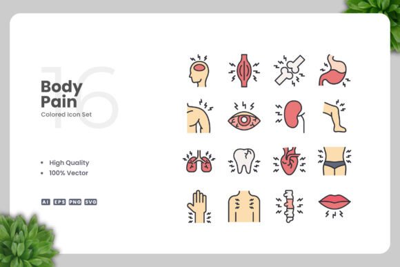 Body Pain Color Icons: A Versatile Graphic Asset for Local Branding