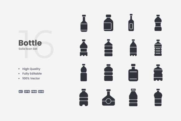 Bottle Solid Icons - Clean Graphics for Modern Branding