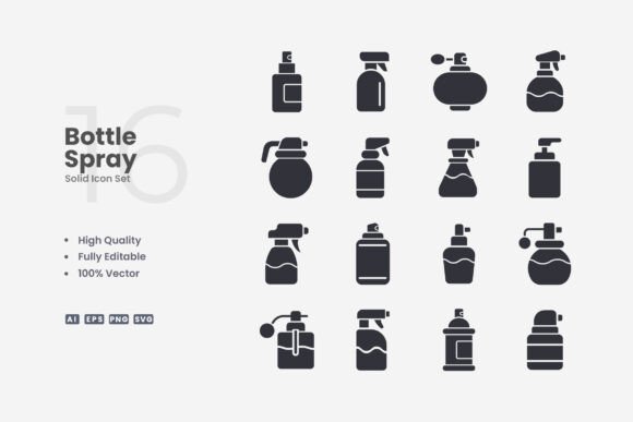 Bottle Spray Solid Icons Review