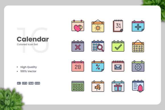 Calendar Color Icons: A Versatile Graphic Design Asset for Modern Branding