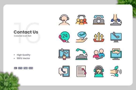 Contact Us Color Icons - Clean Graphics for Modern Web Design