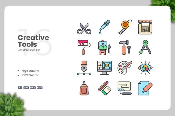 Creative Tools Color Icons Graphics for Handmade Projects