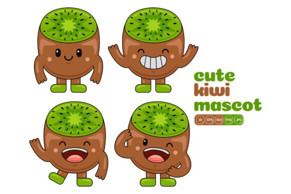 Cute Kiwi Mascot Vector Pack 01 for Graphics and Illustrations