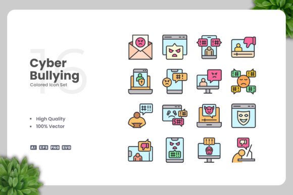 Cyber Bullying Color Icons - Graphics for Handmade Creations