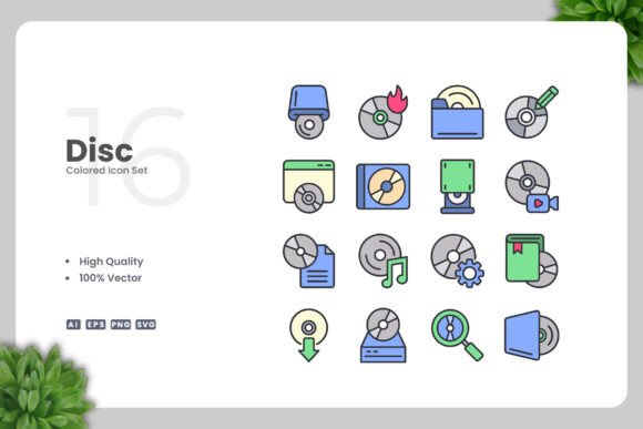 Disc Colored Icons – A Versatile Graphic Design Asset for Handmade Creations