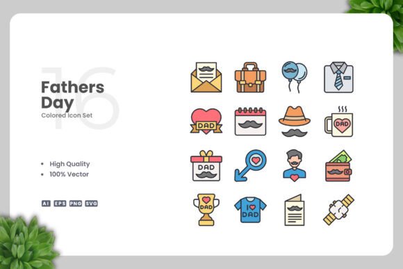 Fathers Day Color Icons - A Versatile Graphic Asset