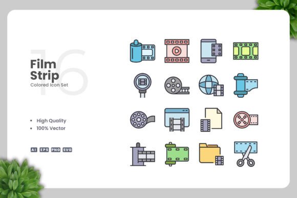 Film Strip Color Icons - A Versatile Graphic Asset