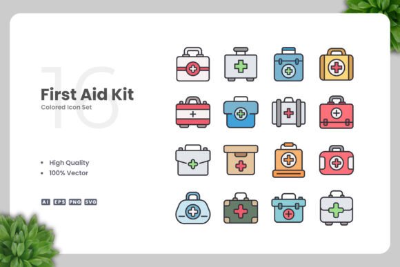 First Aid Kit Color Icons - Clean Graphics for Modern Branding