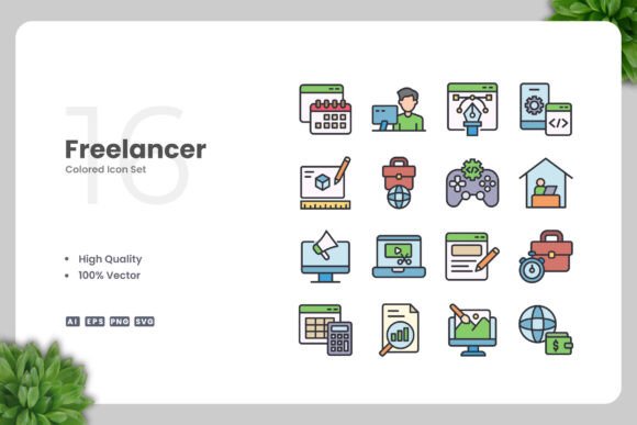 Freelancer Color Icons: Modern Graphics for Clean Visual Design
