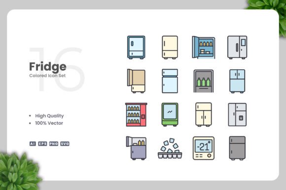 Fridge Colored Icons - Clean Graphics for Handmade Creations