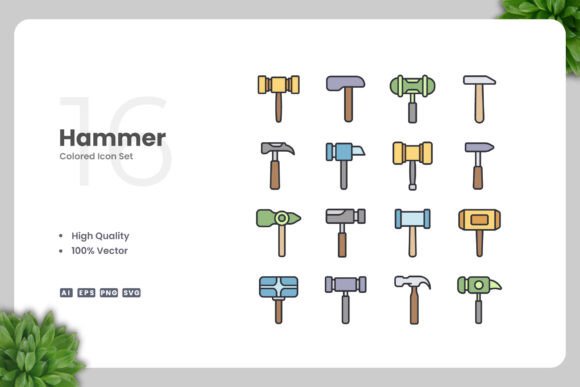 Hammer Colored Icons: A Versatile Graphic Design Asset for Modern Branding