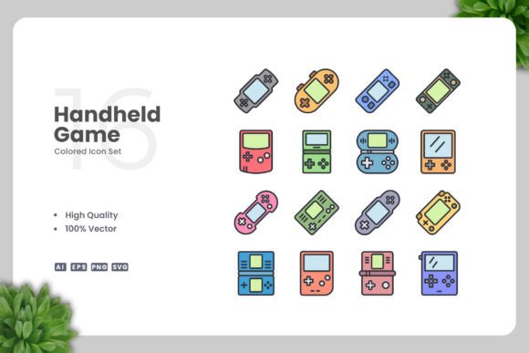 Handheld Game Colored Icons for Modern Branding and Marketing