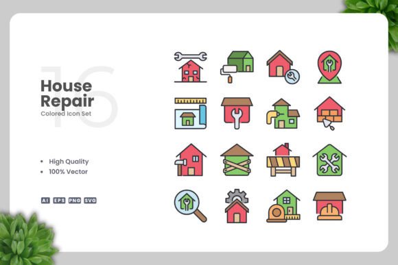 House Repair Colored Icons for Graphic Design Projects
