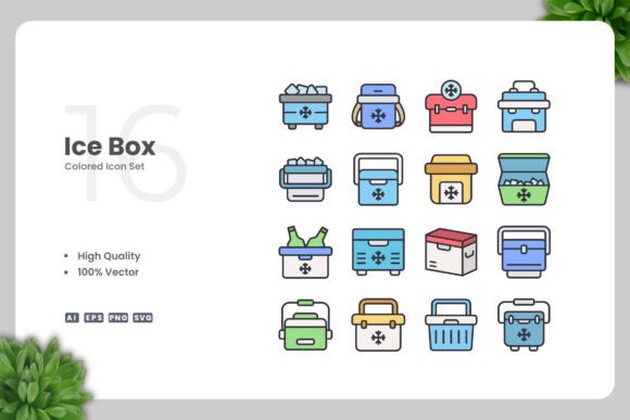 Ice Box Colored Icons: A Versatile Graphic Design Asset for Branding
