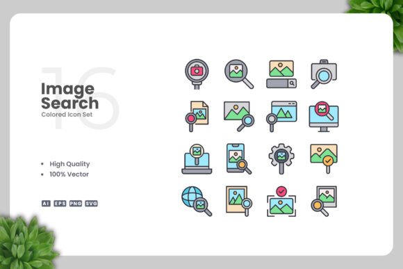 Image Search Colored Icons for Graphics and Icons