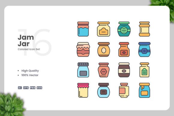 Jam Jar Colored Icons for Modern Graphics