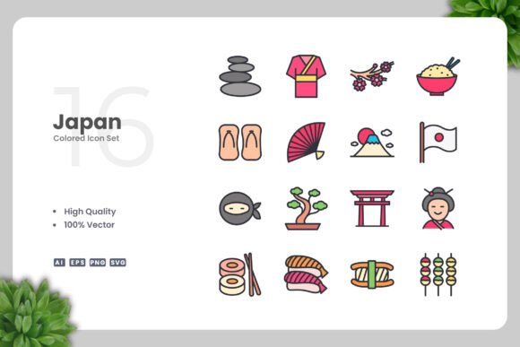 Japan Color Icons - A Versatile Graphic Asset for Modern Design