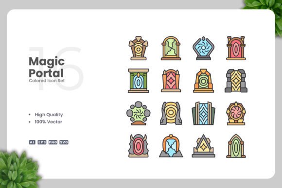 Magic Portal Colored Icons for Modern Graphics