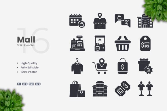 Mall Solid Icons - Clean Graphics for Digital and Print
