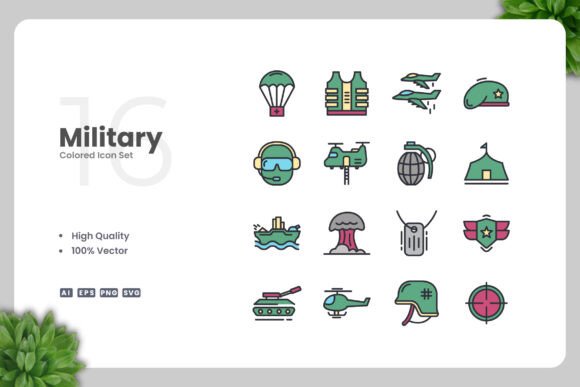 Military Color Icons for Small Business Branding