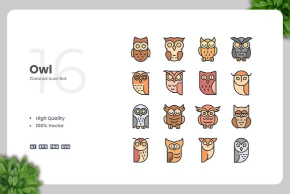 Owl Colored Icons – A Versatile Graphic Design Asset for Modern Web and Editorial Use