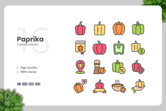 Paprika Colored Icons for Graphic Design Projects