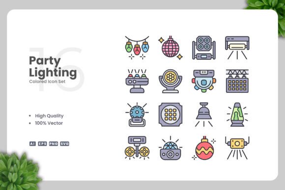 Party Lighting Icons: A Modern Graphic Asset for Content Creators