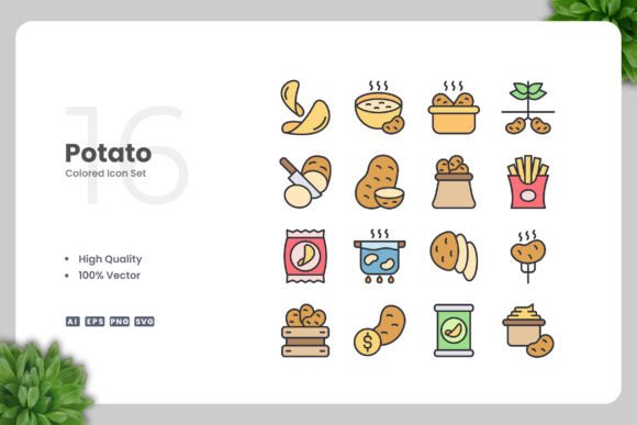 Potato Colored Icons for Small Business Branding