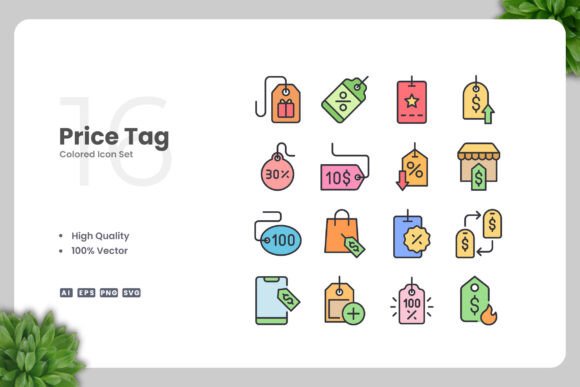 Price Tag Colored Icons for Modern Branding and Marketing