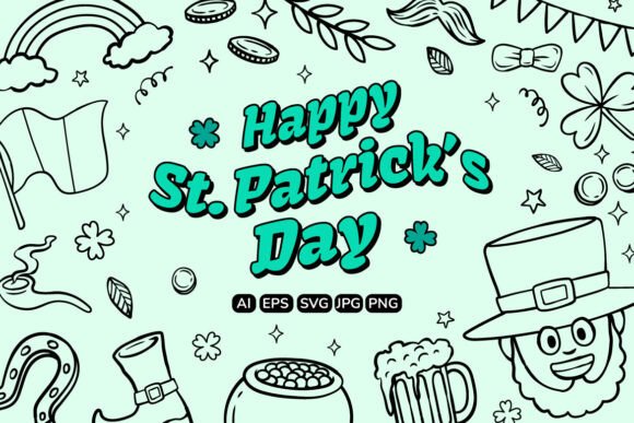St. Patrick Day Outline Illustration Set Review