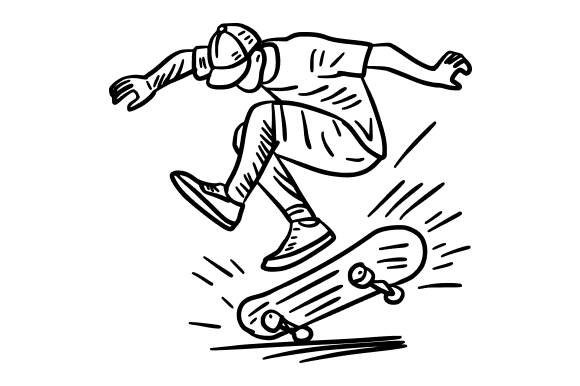 Street Skater Showing Skills Doodle Graphics
