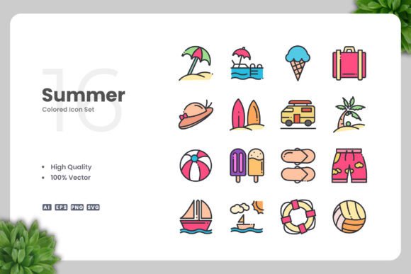 Summer Color Icons - A Versatile Graphic Asset for Digital Sellers
