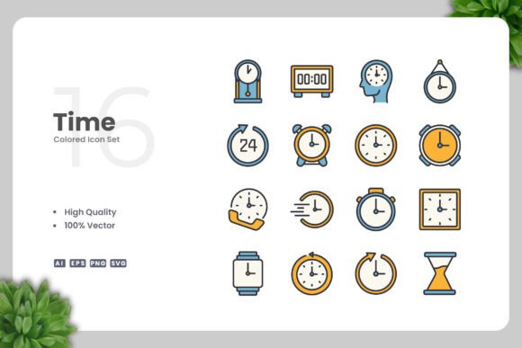 Time Color Icons - Clean Graphics for Digital Sellers