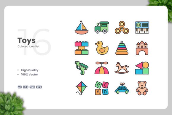 Toys Color Icons – A Versatile Graphic Asset for Local Branding