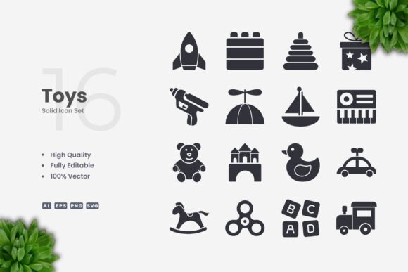 Toys Solid Icons Review for Embroidery Projects