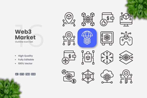 Web3 Market Icons: Clean Graphics for Local Branding
