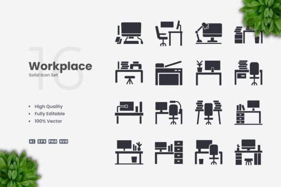 Workplace Solid Icons Review for Embroidery Projects