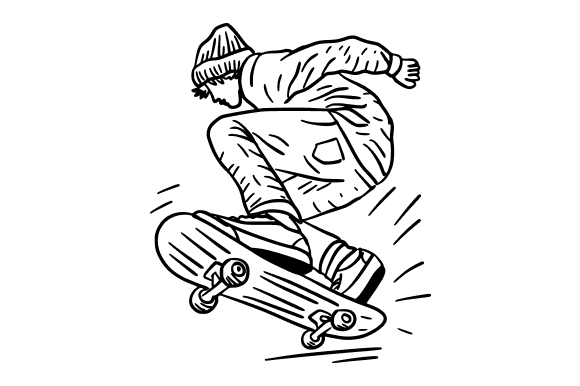 Youthful Energy in Graphic Design: Young Man Performing Skateboard